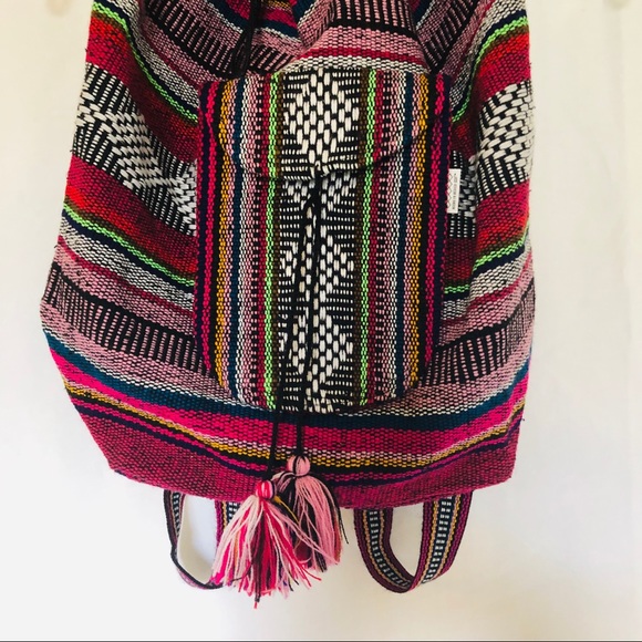 BOHO Hippie Woven Backpack Baja Stripe - Picture 3 of 7